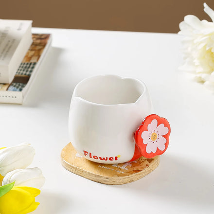 300Ml Capacity Ceramic Breakfast Juice Milk Tea Cup Oatmeal Bowl Reusable Coffee Mug With Handle Home Restaurant Use