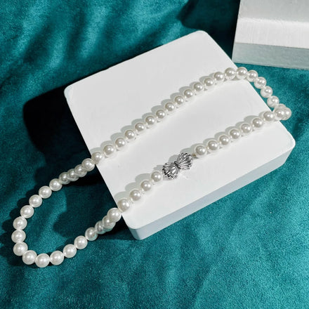 Luxury 18K Gold Strand Choker Necklace 5A Quality 6mm Natural White Cultured Freshwater Pearl Wedding Engagement Gift for Women