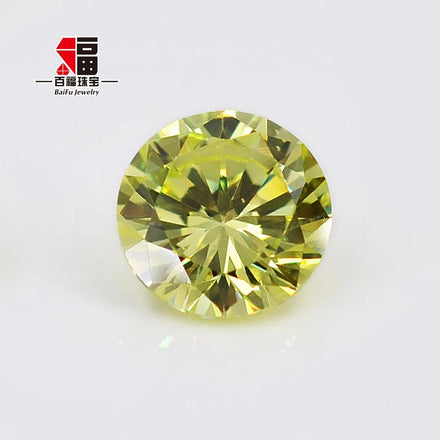 Baifu 1.0-3.0mm Peridot-Yellow Cubic Zirconia Loose Stones Round Brilliant Cut for Jewelry Making Wholesale