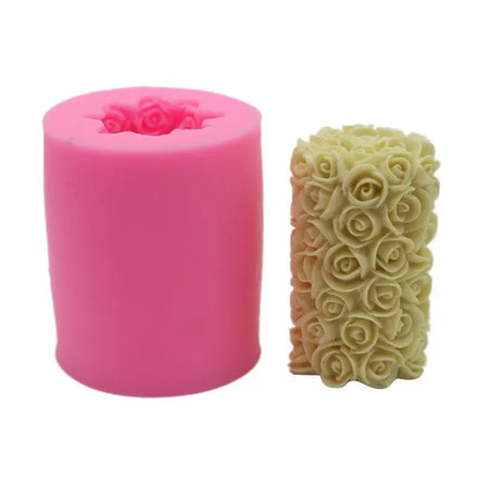 New Design 3D Rose Flower Candle Silicone Mold DIY Gypsum Plaster Mould Cylinder Shape Silicone Soap Candle Molds