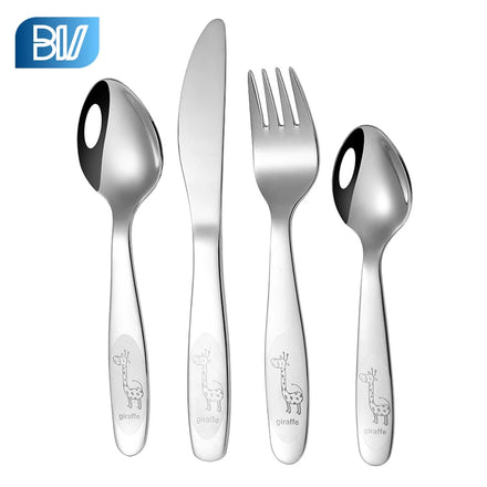 Hot Sell Creative Mirror Polished Stainless Steel Childrenss Cutlery Set Custom logo