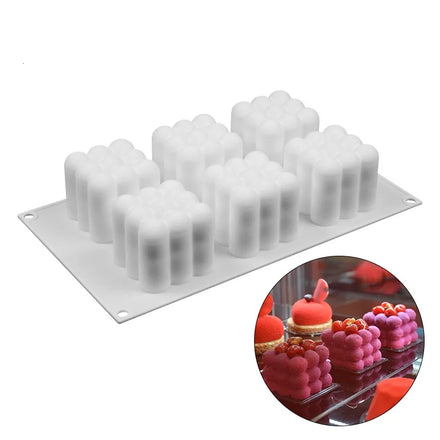 SILIKOLOVE DIY 3D Cube Silicone Mousse Cake Mold 6 Cavity Desert Mold Handmade Candle Making Mold Reused Bakeware Tools