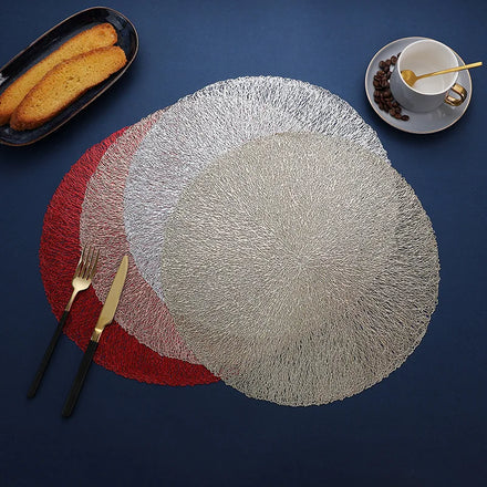 Tabletex New Arrival Decorative Dining Table Mats PVC Pressed Placemats Party/Wedding Round Striped Placemats