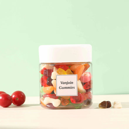 Empty Plastic PET square Jar 550 ml Soft Sweets Jelly Drops Candy Storage Jar Custom Labels logo Printing