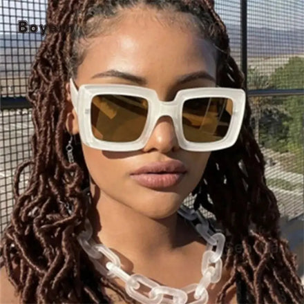 Boyarn Trendy Oversized Square White Shade Men Custom Logo Eyewear High Quality Woman's Sunglasses Brand Name Sun Glasses