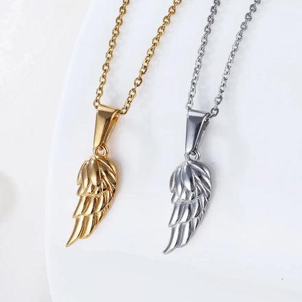 Link Chain Angel Wings Choker Necklace Simple Stainless Steel Pendant Guardian Angel Wings Jewelry for Woman Girls Necklace