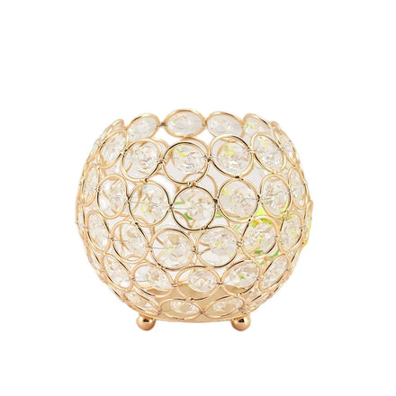 Wedding Small Ball Elegant Decorative Iron & Crystal Gold Tealight Bougeoir Candle Holders Bulk Home Table Decorations