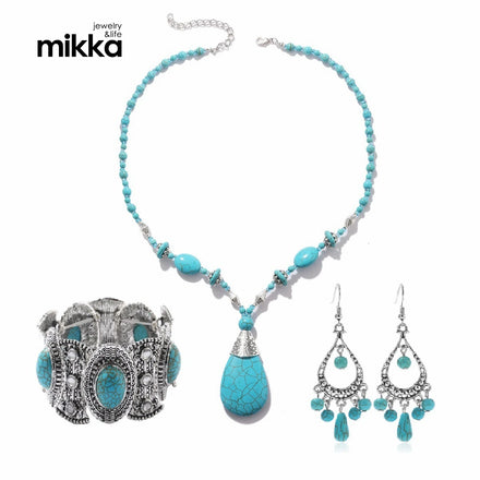 Hot Selling Pendant Necklace Set National Style Bracelet Necklace Natural Turquoise Necklace Female