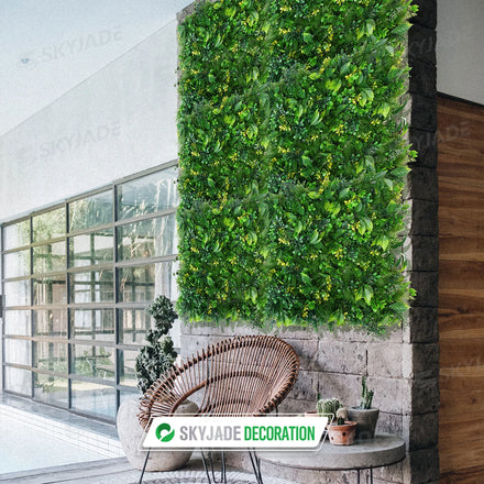 SKYJADE 50*50cm/100*100cm Artificial Green Grass Wall Panels Corn Leave Flowers Vertical Decorative Artificial Plant