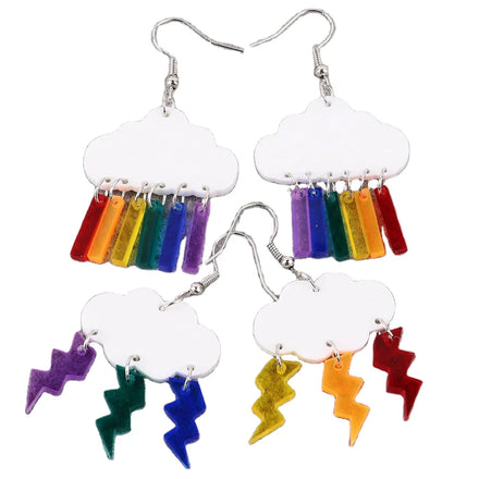 Sweet Girl Acrylic Earrings Rainbow Creative Simple Lovely Women Cartoon Party Accessories Flower Drop Earrings Weather 1 Pair