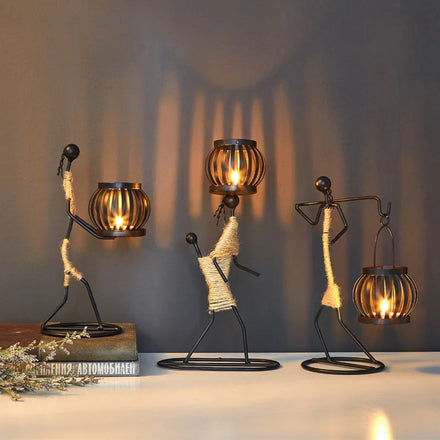 DREA Creative Casual Modern Home Decorations Vintage American Iron Candlestick Ornaments Bar Desktop Decor