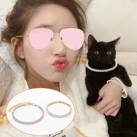 Wholesale Luxury Diamond Rhinestone Stocked Match Owner and Dog Pet Necklace