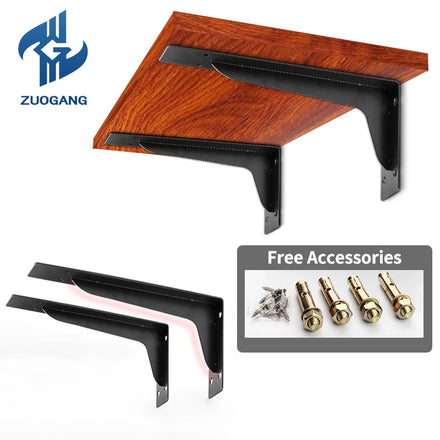 Zuogang Seismic Sheet Metal Stamping Wrought Iron Bending Black Powder Coated Steel Timber Bar Support Connecting Bracket