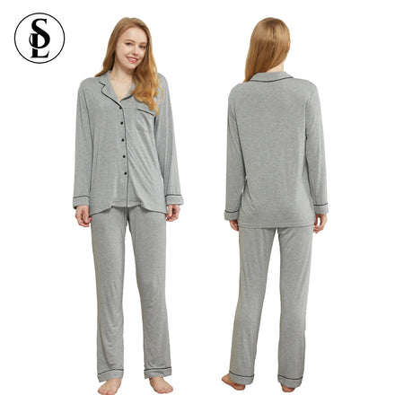 Manufacturer Custom Logo Thermal Bamboo Viscose Pyjamas and Pants Set for Women Men Summer