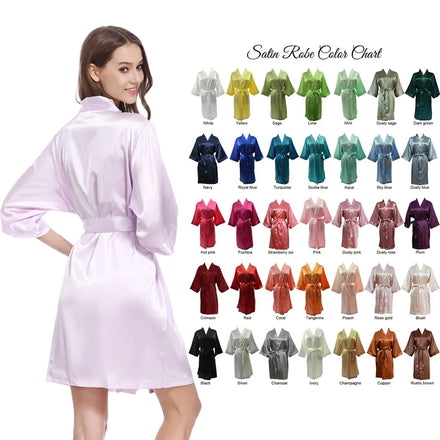 Plus Size Luxury Bride Bridesmaids Women Morning Gown for Marriage Bridal Party Silk Satin Kimono Robe Sleepwear