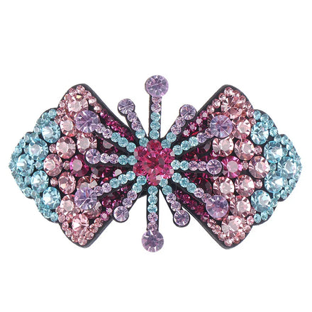 HX-214 2022 New Fashion Sparkling Crystal Stone Braided Hair Clips Flower Hair Accessory for Women Girls