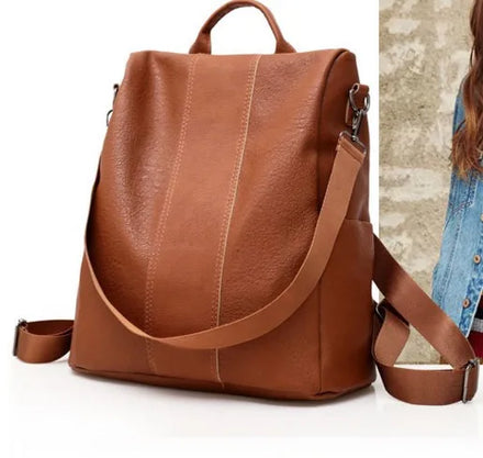 Factory Direct Sales Fashion Casual Retro Anti-theft Solid Color Pu Backpack Bags for Women Girls