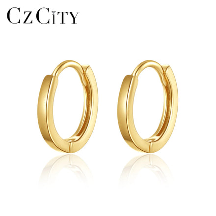 CZCITY Geometric Woman Korean 925 Sterling Silver Hoop Minimalist Metal Hot Sale Earing Round Earrings