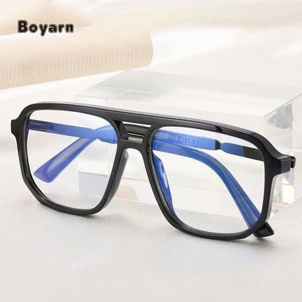Boyarn Classical Retro TR90 Optical Frame Black Square Eyeglasses Frame Computer Glasses Anti Blue Light Men Eyewear