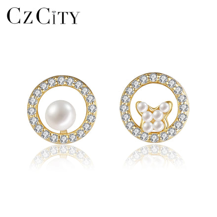CZCITY Stud Earring Woman 2026 Silver Zirconia New Gold Plated Small Zircon Fashion Earing Butterfly