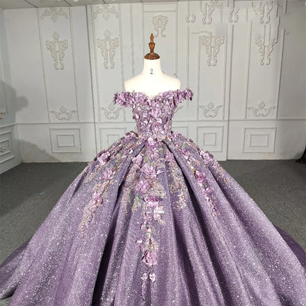 Jancember DY1115 Elegant Purple Glitter Party Evening Dresses for Women