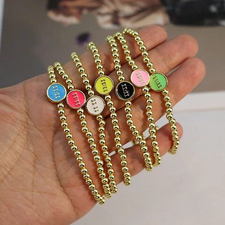 BM1117 Beach Holiday Bohemian Enamel Multicolor Angel Number 11:11 Gold Beaded 1111 Bracelet