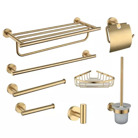Luxury Brushed Gold Wall Mounted Stainless Steel Bathroom Hardware Accessories Set for Hotel