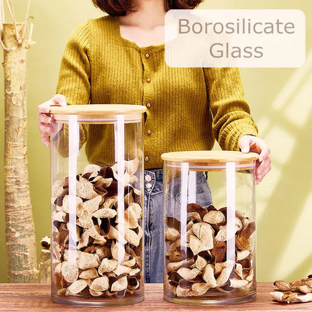 Custom Large High Borosilicate Glass Food Storage Container with Bamboo Lid for Kitchen and Party Storage