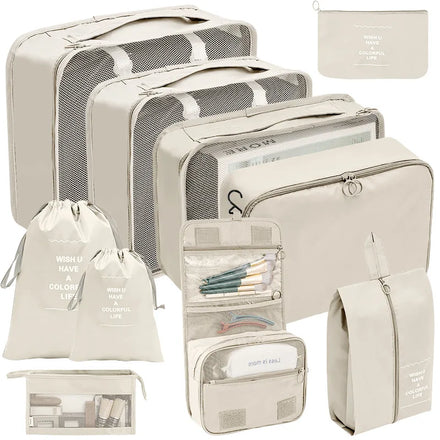 8 Pcs Various Sizes Travel Packing Cubes Compression Storage Organizers Suitcases Luggage Square Cubes Clothes Storage Bags