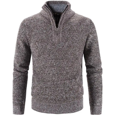 Winter Men's Fleece Solid Breathable Sweater Half Zipper Turtleneck Warm Pullover Quality Male Slim Knitted Polyester/Cotton