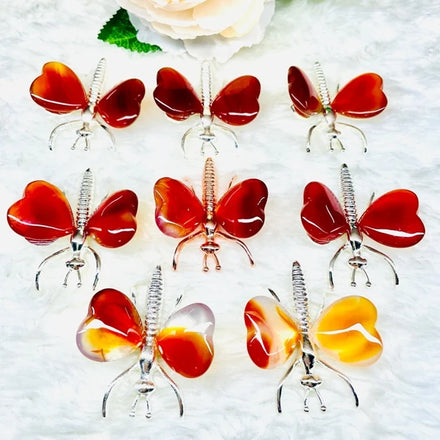 HZ Beautiful Red Agate Butterfly