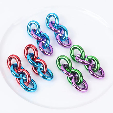 2024 Personality Trend Men Hip Hop Punk Style Metal Sense Acrylic Chain Long Earrings