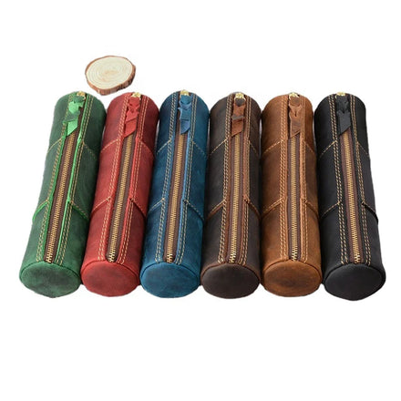Custom Stamping Logo Genuine Leather Handmade Durable Pencil Case with Customized Color Simple Design for Gaming Promotional Use