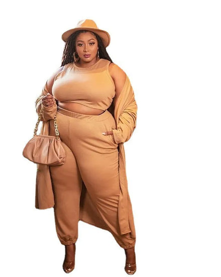 Plus Size Women's Clothing Hot Sale Fall Winter Ladies 3 Piece Outfits Clothing Sets Pants Set