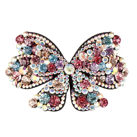 HX-208 Wholesale Handmade Fashion Luxury Patch AB Color Butterfly Hair Clips Rhinestone Bow Knot Bow Tie Headdress Adult Size