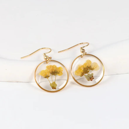 Wholesale Personalized Immortal Dried Flower Earrings Stainless Steel Ear Hook Earrings Resin Flower Earrings for Women