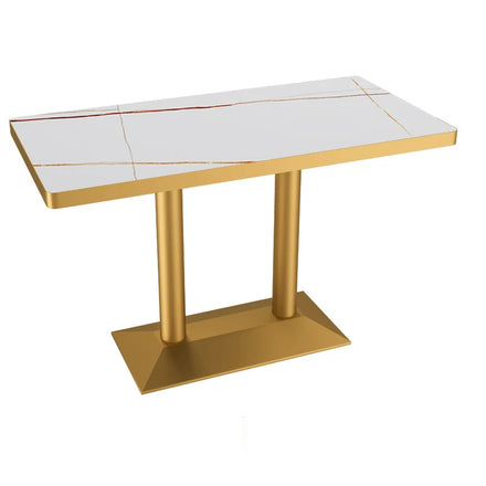 Wekis Dining Cafeteria Cafe Marble Table for Cafe Design Restaurants Steel Frame Outdoor Metal Tables Leg