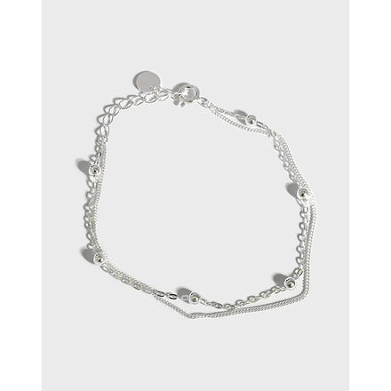 Smart S925 Sterling Silver Personalized Minimalist Beaded Bracelets Double-Layer Bracelets Women Jewelry