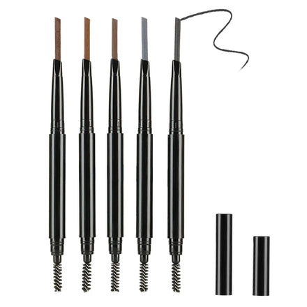 Custom Logo Makeup Retractable Thin 2 in 1 Eye Brow Pencils Retractable Slim Pigmented Fine Brow Pencil