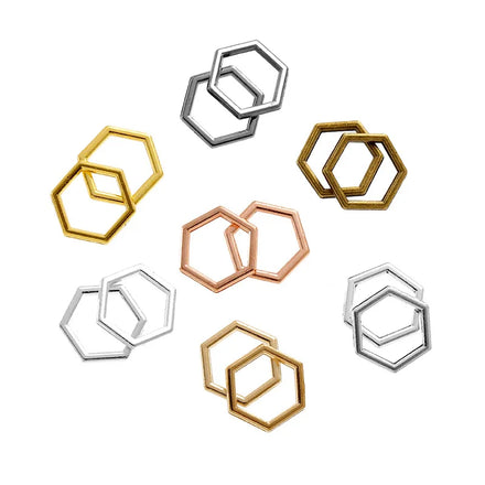 100pcs/bag Inner Diameter 8.5*8mm Hexagon Charm Hollow Glue Blank Pendant Tray Bezel Charms DIY Necklace Handmade Bezel Mold