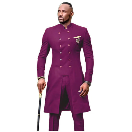 Double Row Button Blue Suit for Men Blue for Foreign Trade Two Piece Suit for Bridegroom Best Man's Wedding Men's Suits