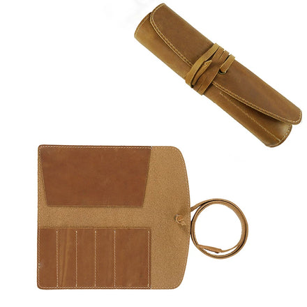 Durable Multi Functional Handmade Promotional MiniPen Case Customized Logo Genuine Leather Pencil Bag 19*4cm Simple