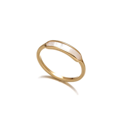 Fashion Trendy Natural Shell Ring 18K Gold Plated Simple Finger Ring Designer Women Jewelry
