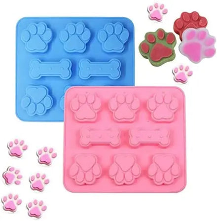 Puppy Dog Paw and Bone Silicone Dog Treat Molds for Baking Chocolate Candy Jelly Ice Cube Dog Paw and Bone Silicone Molds