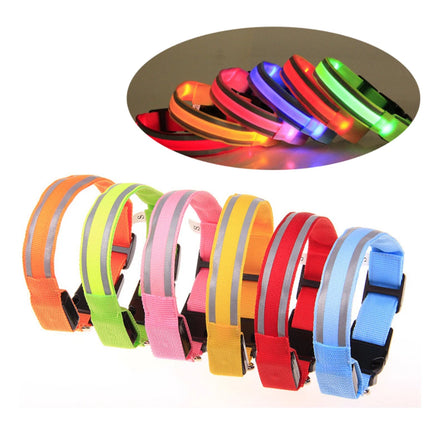 Custom Gift Durable Fashion LED Lights Adjustable Nylon Glow Night Pet Dog Cat Puppy Safe Luminous Flashing Necklace Pet