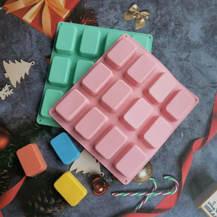 HY 9 Cavities Square Soap Mold DIY Handmade Silicone Mold for Soap Making