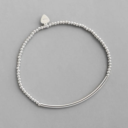 S925 Sterling Silver Pure Handmade 2MM Simple Round Bead Tube Elastic Bracelet Fine Jewelry Bracelet