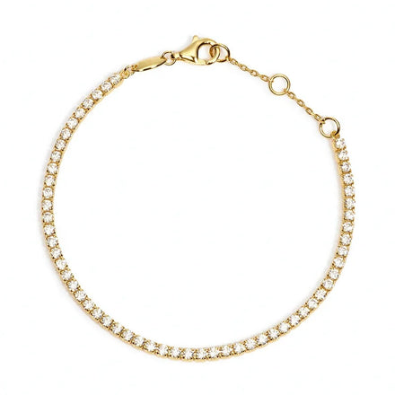 Milskye Handcrafted Sparkling Jewelry 14k Gold Plated S925 Cubic Zirconia Tennis Bracelet