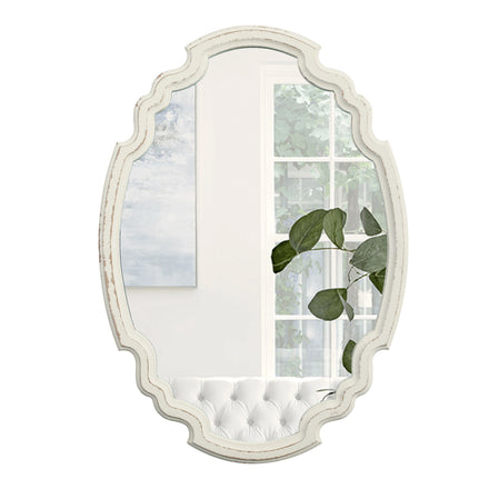 Hot Sell Rustic Home Decor Wood Living Room Luxury Irregular Framed Washed White Espejos Decorative Mirror Wall Art Wall Mirror