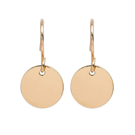 1 Pair Fashion Womens Punk Dangle Long Earrings Simple Mental Round Disc Coins Pendant Earring